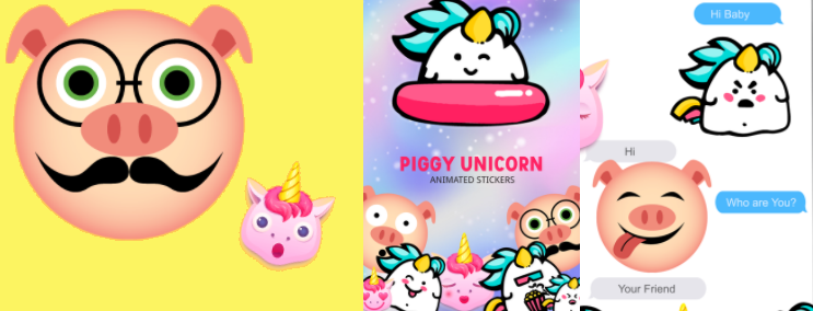 PIGGY And UNICORN Animated Emojis for iMessage